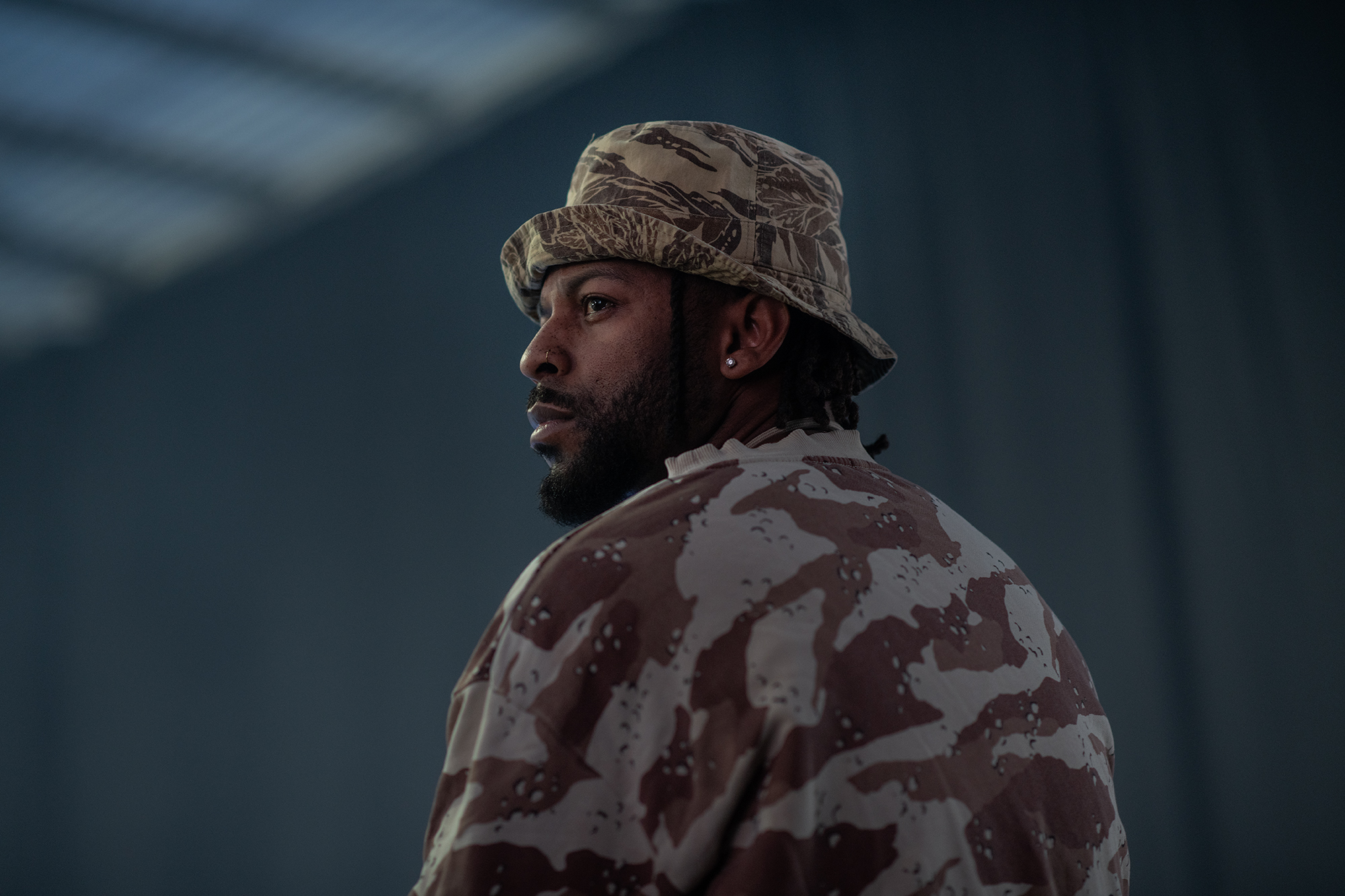 Taiwan Williams on stage in camo