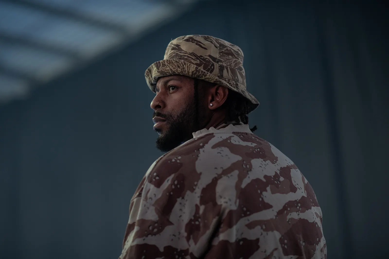 Taiwan Williams on stage in camo